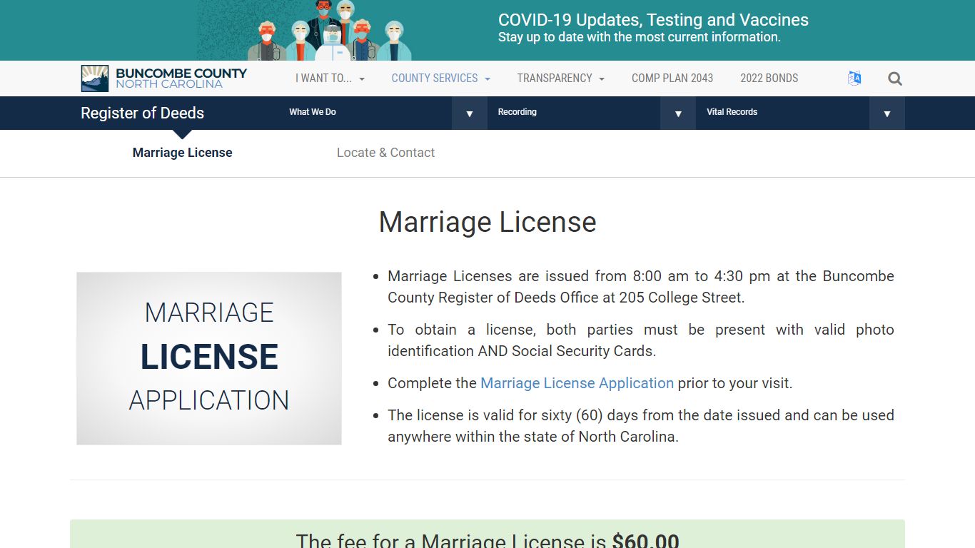 Marriage License - Buncombe County, North Carolina